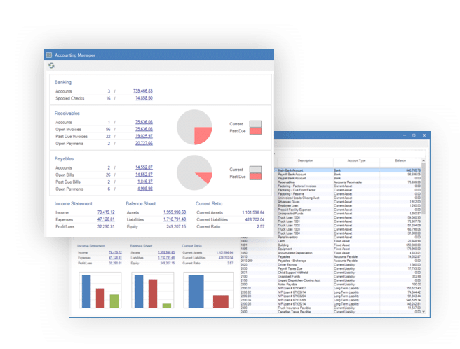 screen shot of transportation management platform payroll and settlement processing